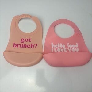 Bella Tunno and little great pink silicone baby bib bundle of 2